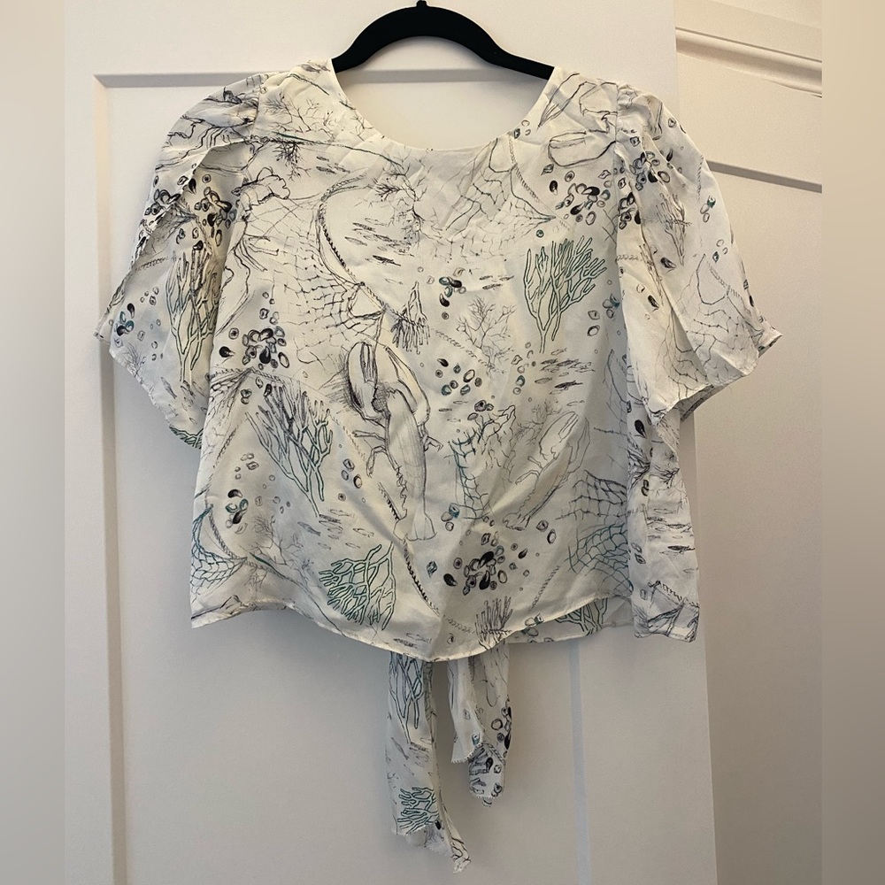 Club Monaco silk lobster printed top